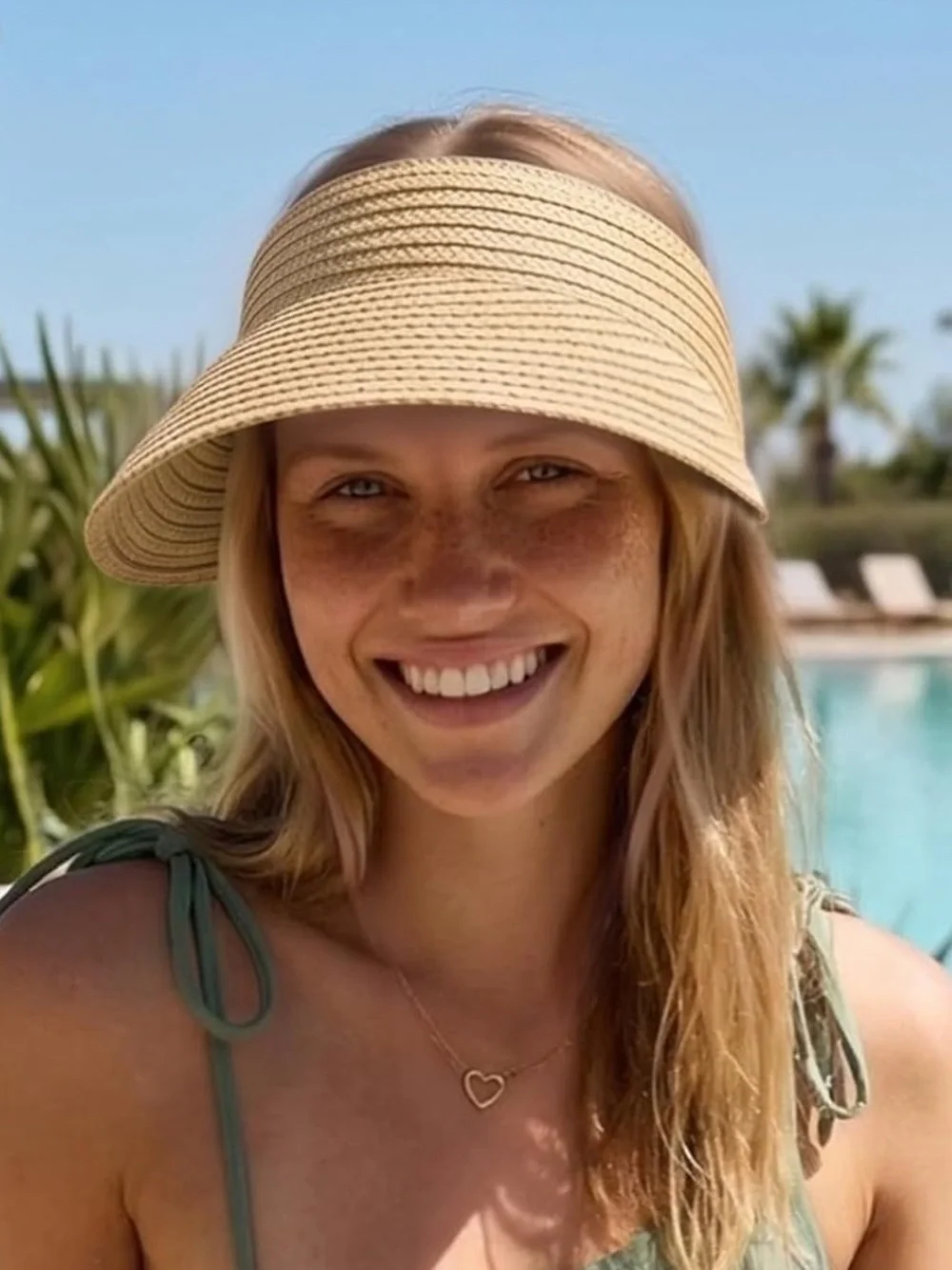 Women’s Woven Straw Visor - Adjustable, Natural Color